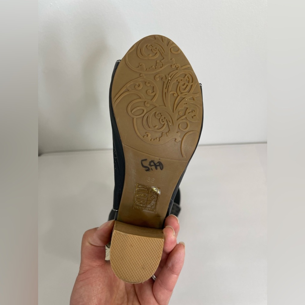 Spring Step L'Artiste Fab Sandal Flower Embossed Laser Cut Leather Black Size 36 - Picture 6 of 6